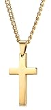 Xusamss 18K Gold Plated Stainless Steel Cross Religious Pendant Necklace,22inches Chain