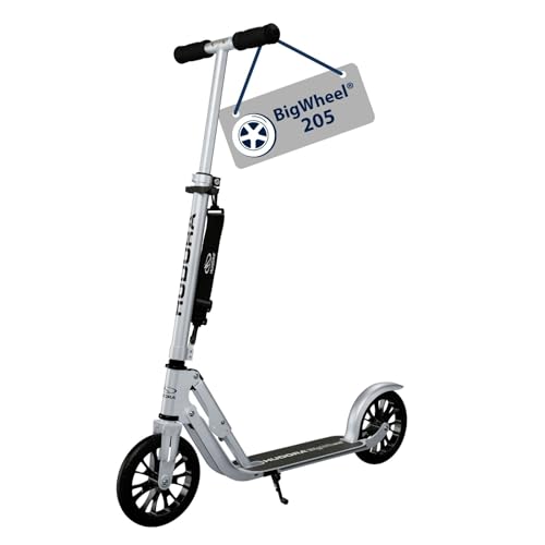 HUDORA BigWheel 205 Scooter - Stabiler Aluminium-Roller - Höhenjustierbarer & zusammenklappbarer Cityroller mit Ständer - Sportlicher Kinder- & Erwach