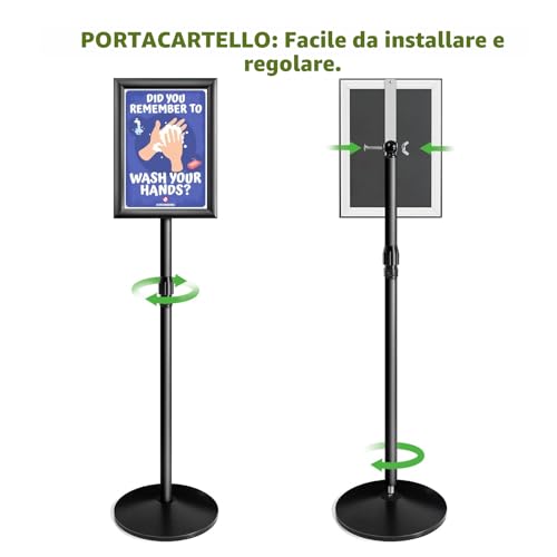 Newzealkids A4 Adjustable Poster Stand, Heavy Duty Floor Standing Poster Stand Notice Holder for Wedding, Show, Advertising (Black)