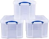 Really Useful Box 3x35 Litre Clear Storage Box Set with Lids view 3