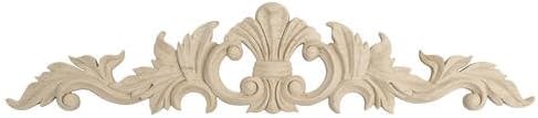 2-5/8 in. x 12 in. x 3/8 in. Unfinished Hand Carved North American Solid Hard Maple Wood Onlay Acanthus Wood Applique