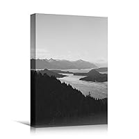 Canvas Wall Art Expressive Landscape Chic Dramatic Duotone Hallway Landscape Mountain Photography - 12x18 inches