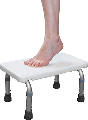 Bath Step Stool - Adjustable Foot Step for Children, Adults, Seniors, Elderly, Handicap - Heavy Duty Portable Medical Bath or Kitchen Stepping Stool by BrightCare