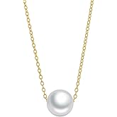 Elegant Pearl Pendant Necklace with Gold Chain, White Pearl, Classic Design (purl25)
