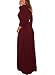 Women's 3 4 Sleeve Crewneck Long Maxi Casual Plain Dress XX-Large Red