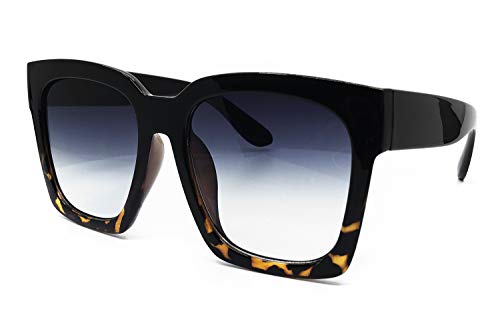 O2 Eyewear 7151 Premium Oversize XXL Women Men Mirror Fashion Sunglasses (Oversized, BLACK BROWN)