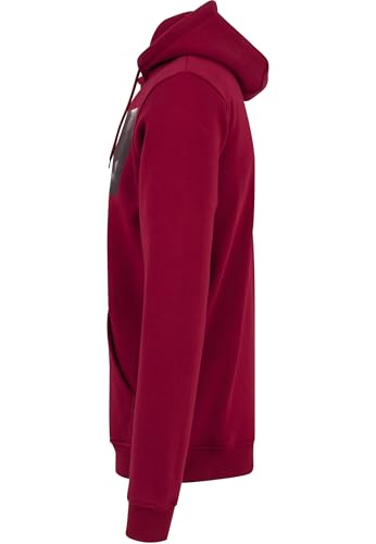 Felpa con Cappuccio da Uomo, Felpa Uomo con Tasca a Canguro, Felpa Felpata a Manica Lunga con Stampa, Pullover in Pile di Cotone Senza Zip, Colore: ruby, Taglia: M