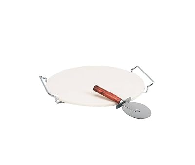 Italian Origins 13-Inch Round Pizza Stone and Rack with Jumbo Pizza Cutter