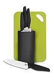 VOOV Contemporary 5 Piece Ceramic Knife Set with Knife Block and Matching Sheaths