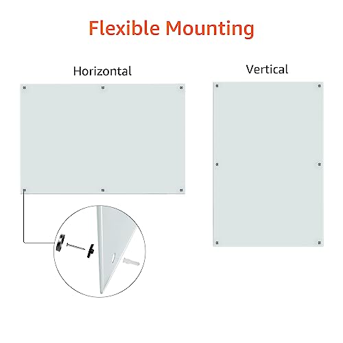 Amazon Basics White Dry Erase Glass Board, Frameless, Infinity