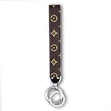 Qiker Wristlet Keychain, Luxury Street Fashion PU Leather Hand Wrist Lanyard Durable and Premium Quality with Metal Key Holder Key Ring Wristlet Strap for Girls Women (Brown)
