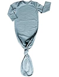 Marlowe & Co Organic Cotton Knotted Infant Newborn Gown, Knotted Sleeper Gown for Baby Boy and Girl (0-3 Months, Sky Blue)
