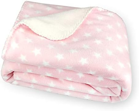 Zebrum Thick Fleece Blanket, 39"x59" Plush Flannel Throw, Extra Soft &Warm &Cozy, Double Layer&Reversible &Anti-Pilling &Easy Care(Big Pink Little Star)