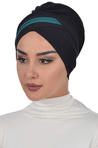 Instant Turban Cotton Scarf Head Wrap Cancer Chemo Headwear Two Colr Black Green