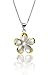 Honolulu Jewelry Company Sterling Silver with 14k Yellow Gold Plated Trim CZ Plumeria Pendant Necklace with 18