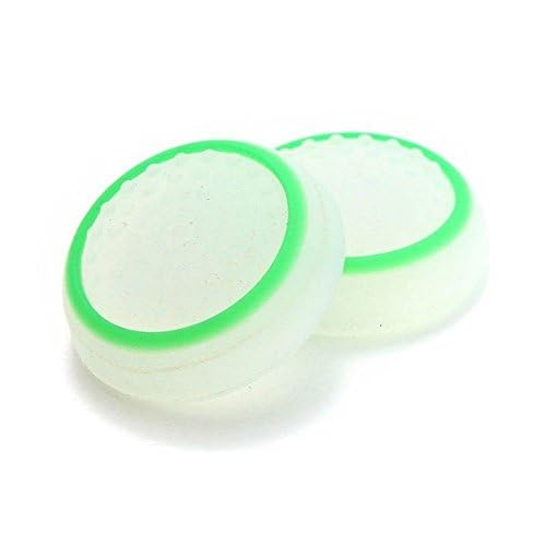 Silicone Thumb Stick Grip Cap Joystick Thumbsticks Caps Cover for PS4 Xbox One PS3 Xbox 360 PS2 Game Controllers - White w/Green