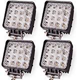 Oplips 4Pack 48W 4 inch Square LED Work Light Lamp Off Road High Power ATV Jeep Wrangler 4x4 Rv Trailer Boat Tractor Truck Excavator Fork Lift Camping Boat Tractor (4 x 48w Work Light)