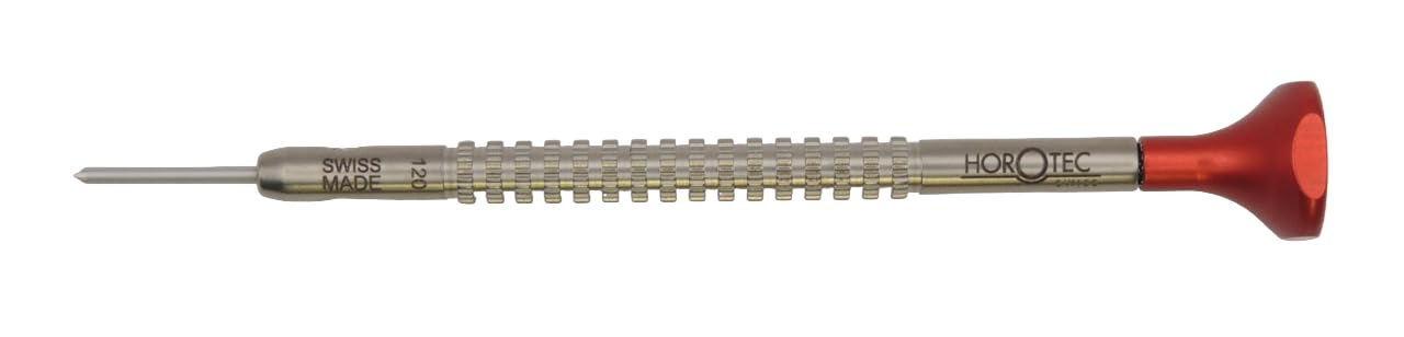 Horotec MSA01.214 - Watchmaker's Screwdriver, "T" shaped body and blade in stainless steel, ball-bearing aluminum head - Made in Switzerland (0.047in)