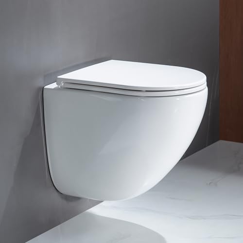Casta Diva Suspended WC without Rinsing Edge, 360° Superspin Wall Toilet, UF Bowl, Completely Closed, Silent Soft-Close Seat, Dimensions 48.5 cm, Ideal for Bathroom and Guest Toilet
