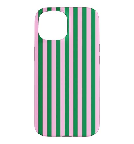 Green and Pink Stripes Geometric Vertical Lines Case for iPhone 15