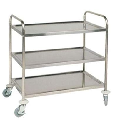 Vigneshwara Stainless Steel 3 Shelves Trolley 30X24X34
