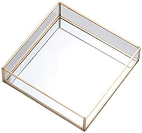 JEWELRY TRAY Glass Trinket Dish Ring Dish Earrings,Bracelets,Necklaces & Rings,Jewelry Organizer Home Decor Wedding Gift,Mother's Day Gift (Square Tray, Gold)