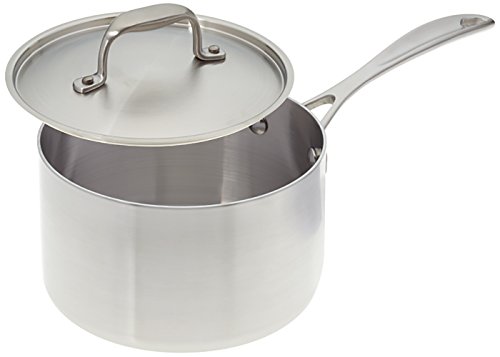 Stainless Steel Saucepan-American Kitchen 3-Quart Premium Stainless Steel Saucepan - Superior Heat Conductivity - Tri-Ply Construction - 6-In Stainless Steel Lid - Dishwasher Safe - Made in USA
