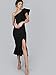 Floerns Women's Ruffle One Shoulder Split Midi Party Bodycon Dress