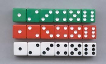 Dot Dice 6 Each Of Red White & Green -- Case of 8