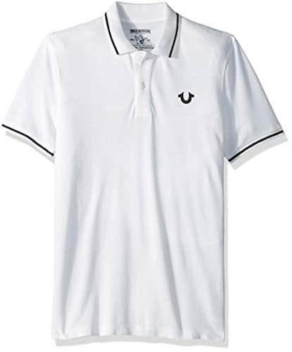 True Religion Men's Crafted with Pride Polo, White with Black