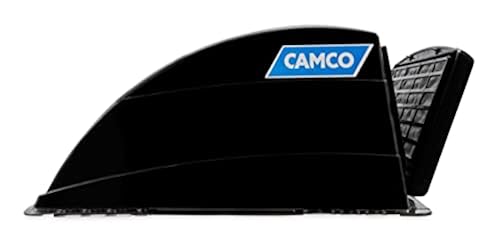Camco Black Standard RV Roof Vent Cover - Aerodynamic, Removable Louvers, Fits 14" X 14" Vents