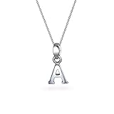 925 Silver Block Letter Initial Capital Letter Pendant Necklace 18
