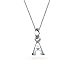 925 Silver Block Letter Initial Capital Letter Pendant Necklace 18
