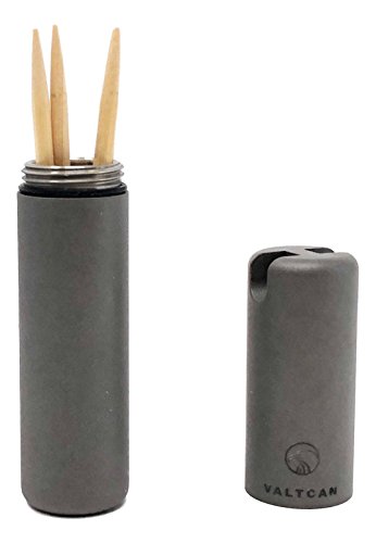 Valtcan Pure Titanium Matte Finish Toothpick Holder - For Single Sided Toothpicks - Pill Canister with Waterproof Airtight Seal Carry Everyday with Keyring hole - Thumbnail 7