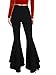 MakeMeChic Women's Elastic Waist Solid Flare Pants Stretchy Bell Bottom Trousers Black M