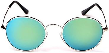 Children's classic retro small round frame sunglasses Prince mirror polarized sunglasses anti-luster film (Reflective gold frame gold)