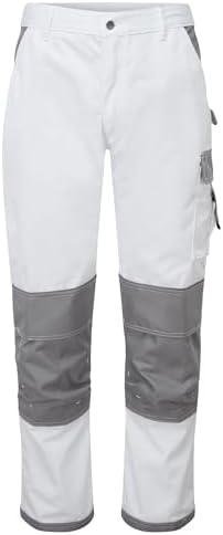 Portwest KS54 Men's Slim Fit Painters Work Trousers Knee Pad Pockets White M