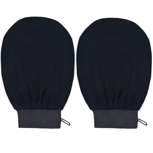 Exfoliating Mitt Exfoliating Glove Scrubbing Mitt Deep Exfoliating Mitts Exfoliator Gloves Remover Cleansing Gloves for Bath Shower Spa Brush BLACK 2pack