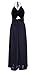 YOMISOY Women Halter Chiffon Dresses Sexy V Neck Sleeveless Plain Swing Summer Beach Maxi Split Dress Navy Blue