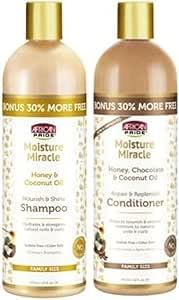 Moisture Miracle Honey & Coconut Oil Shampoo & Conditioner Family Bundle, 16 oz