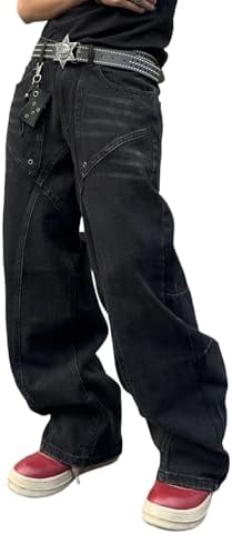 Amazon.com: DFGIGT Mens Womens Y2k Hip Hop Distressed Baggy Denim
