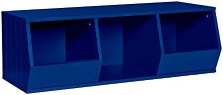 RiverRidge Kids 36 in. x 12 in. Stackable 2-Veggie Bins and 1-Cube Storage Organizer in Navy Blue
