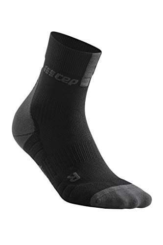 Women's Crew Cut Compression Socks- CEP Short Socks 3.0, Black/Dark Grey 3