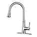 Kitchen Faucet Pull Down Sprayer - WEWE A1008L Stainless Steel Brushed Nickel Pull Out Kitchen Sink Faucet Single Handle 1 or 3 Hole with Deck Plate