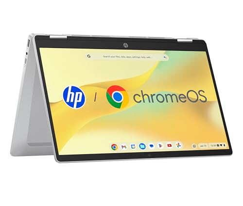 HP Chromebook x360 Laptop (14" HD Touchscreen, Intel N100, Gemini, 4 GB RAM, 128GB, ChromeOS, QWERTZ) - Silber