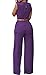 Pink Queen Women's Purple Deep v Neck Loose Long Belted Jumpsuits Rompers L Purple Large