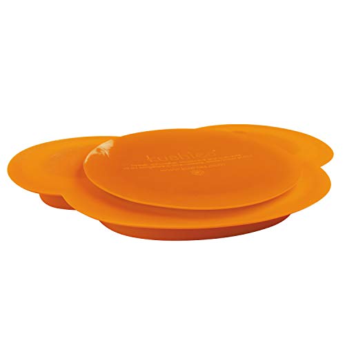Kushies Siliplate, Silicone Suction Plate For Toddlers, BPA, PVC & Phtalate Free, Dishwasher, Microwave & Oven Safe, Non Slip, Non Skid Stay Put Feeding Dishess - Orange Bear (Carrot)