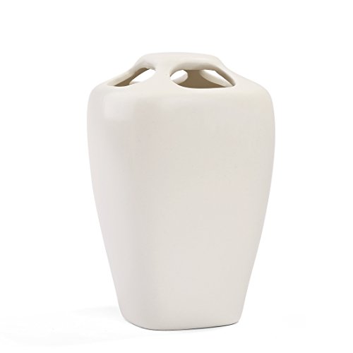 Ceramic Bathroom Accessory Set-Minigift 4 piece White Matt Glaze Ceramic Soap Dish, Soap Dispenser, Toothbrush Holder & Tumbler Bathroom Set