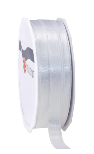 PRAESENT C.E. Pattberg SATIN white gift ribbon, 27 yards for Wrapping Gifts, 0.39 inches width, Ribbon for Decorating & Crafting, Decorative Ribbon for Gifts, for every occasion