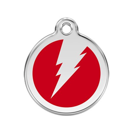 RedDingo enamel pet id tag, medium, "Flash", Red